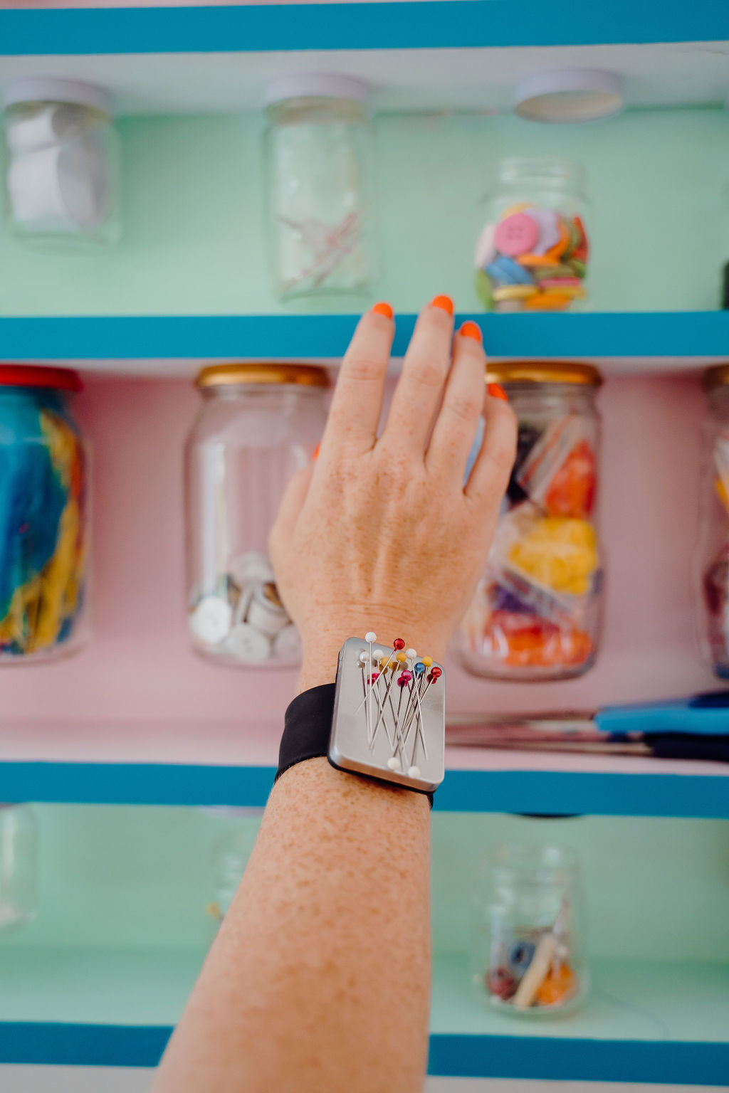 Black Magnetic Pin Cushion Wristband