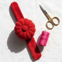 Corduroy Wrist Pin Cushion - Crimson Red