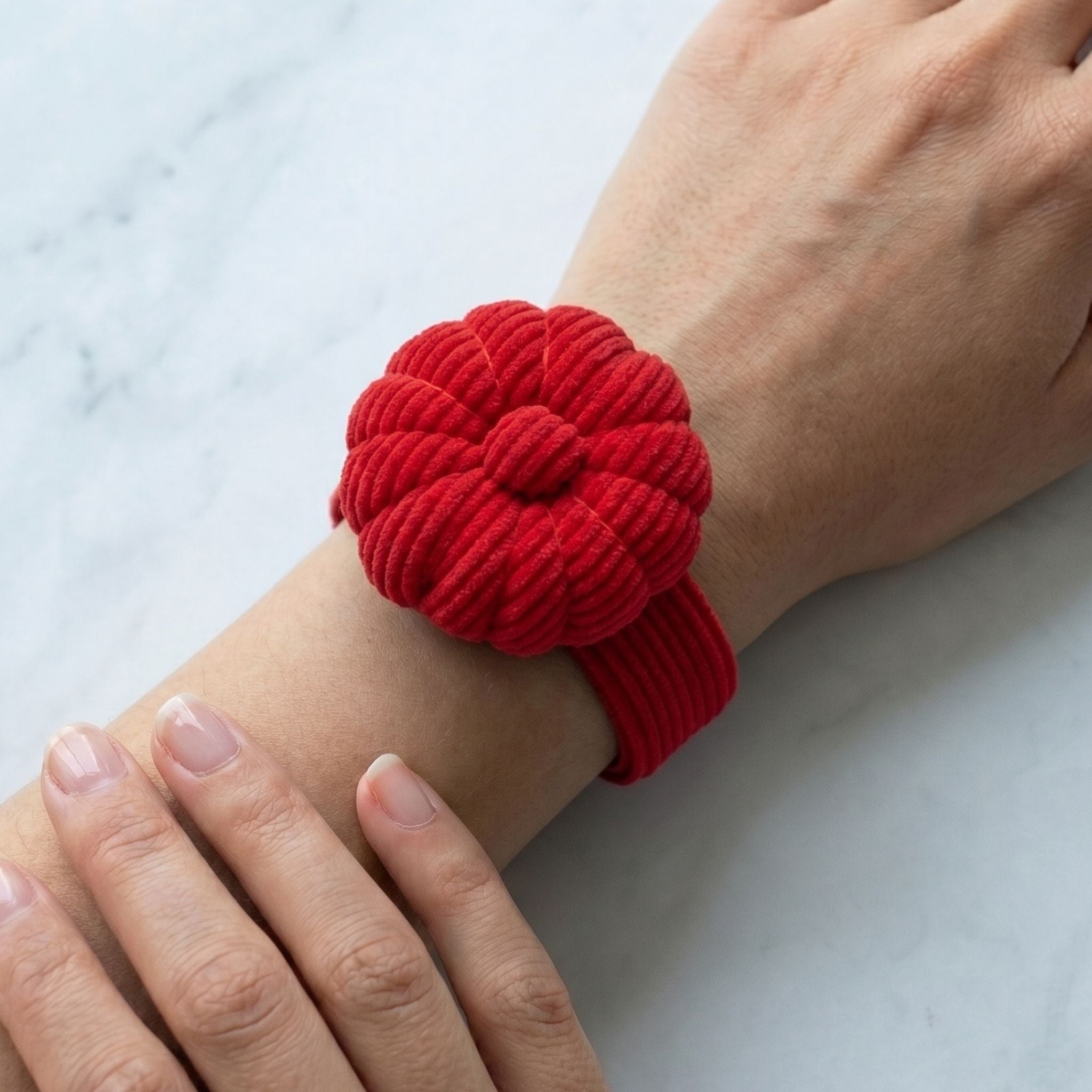 Corduroy Wrist Pin Cushion - Crimson Red