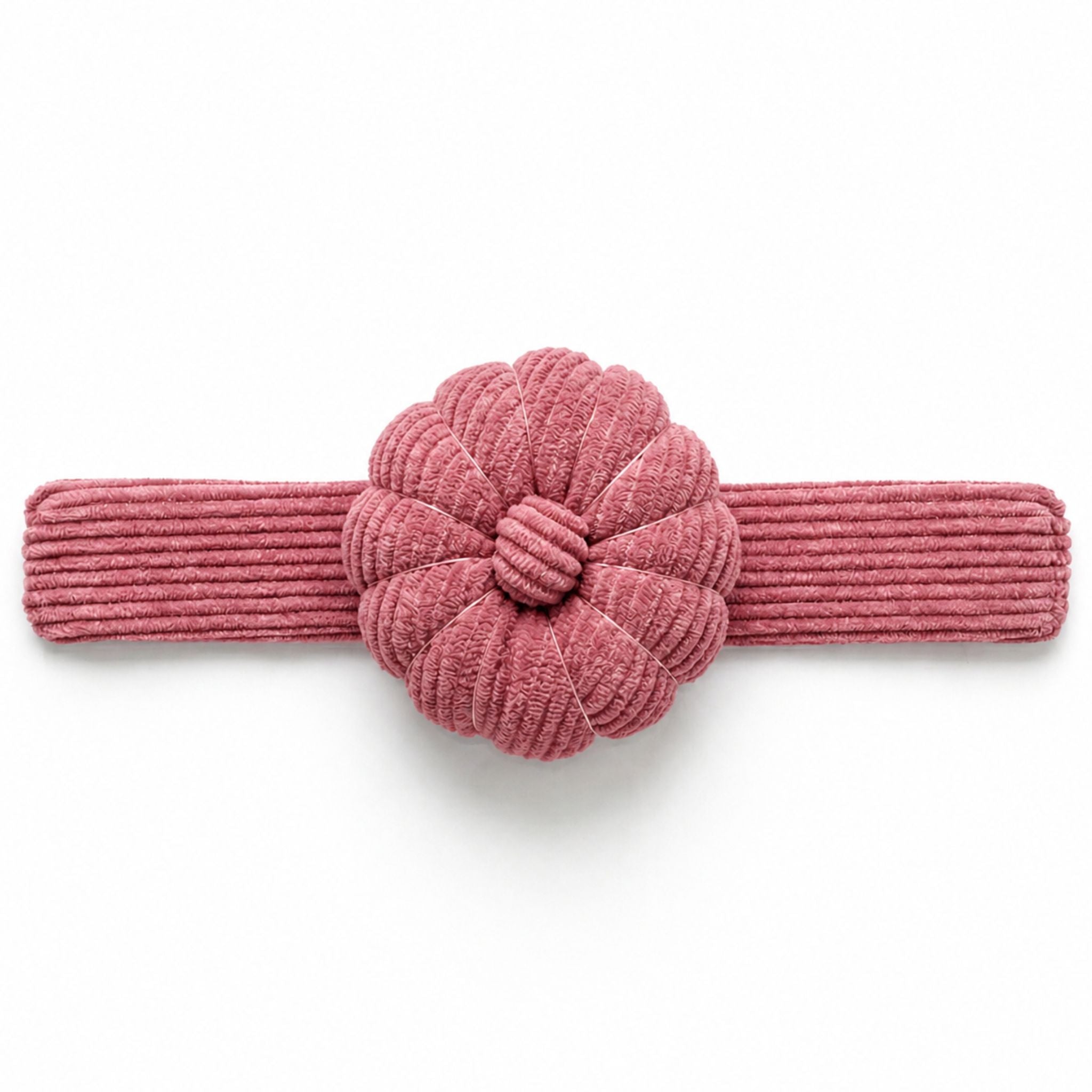 Dusty Rose Corduroy Pin Cushion horizontal on a white background
