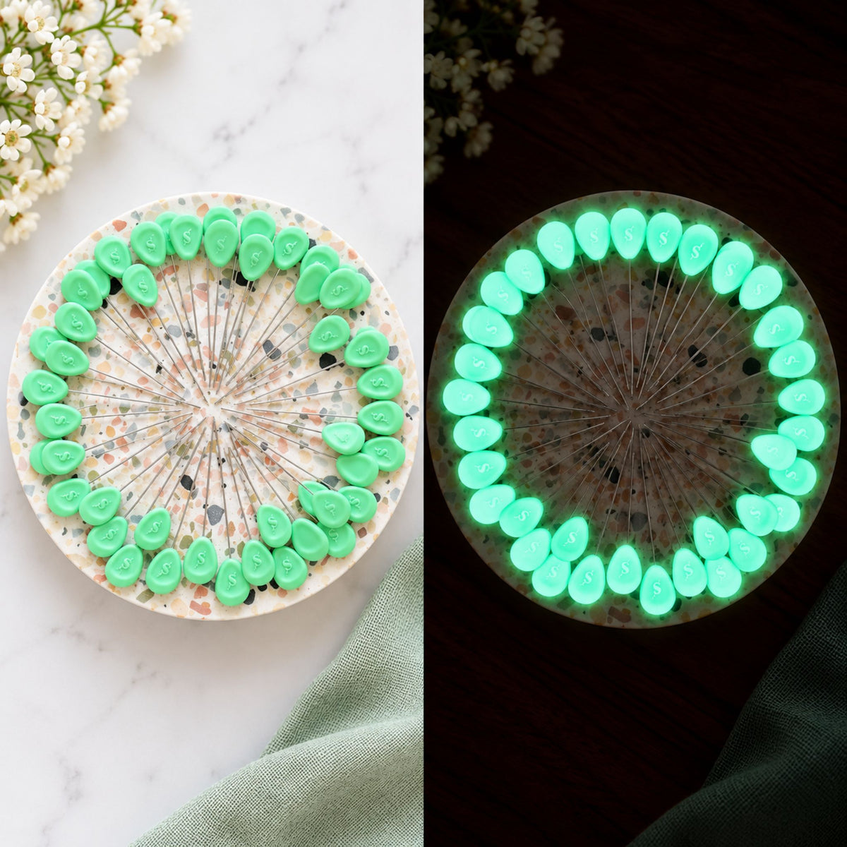 Glow SiliPins | Soft-Grip Dressmaker Pins (50 Pack)