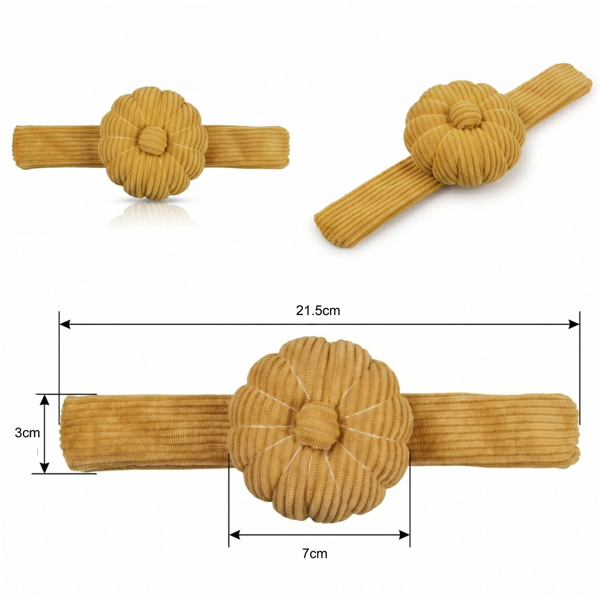 Sew Your Way Golden Butter Corduroy Pin Cushion Dimension image on white background