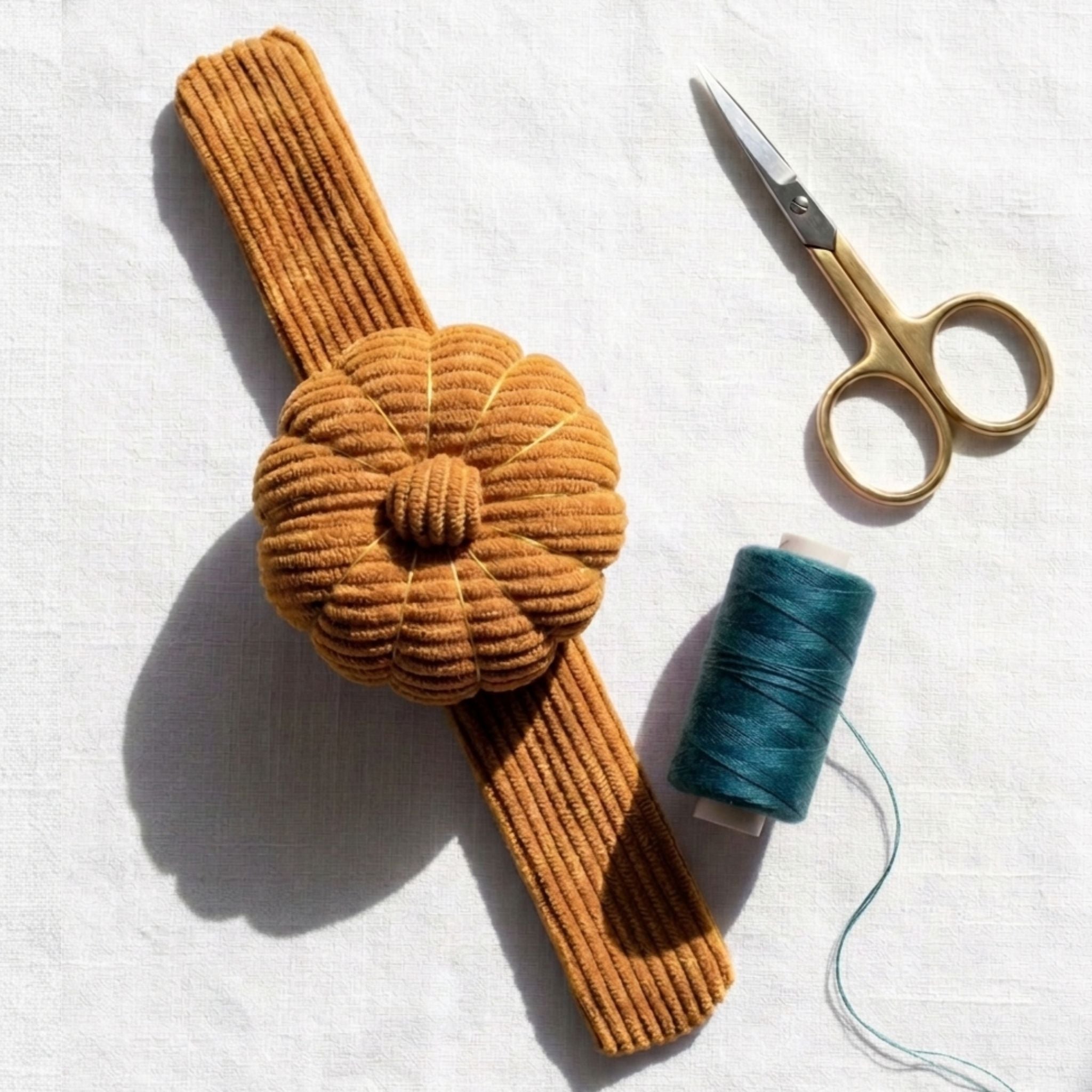 Corduroy Wrist Pin Cushion - Honey Ochre