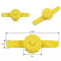 Yellow Limoncello colour corduroy pin cushion measurements on a white background