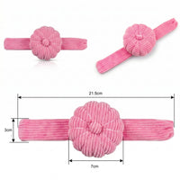Peony Pink Corduroy Pin Cushion dimensions on white background
