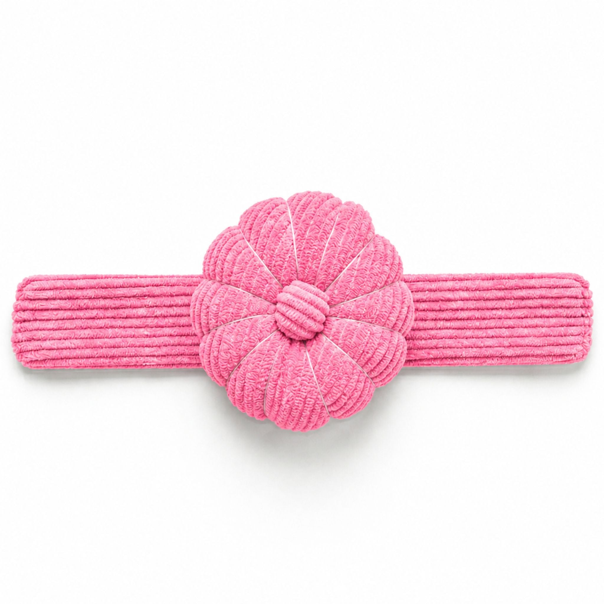 Peony Pink Corduroy Pin Cushion horizontal on a white background