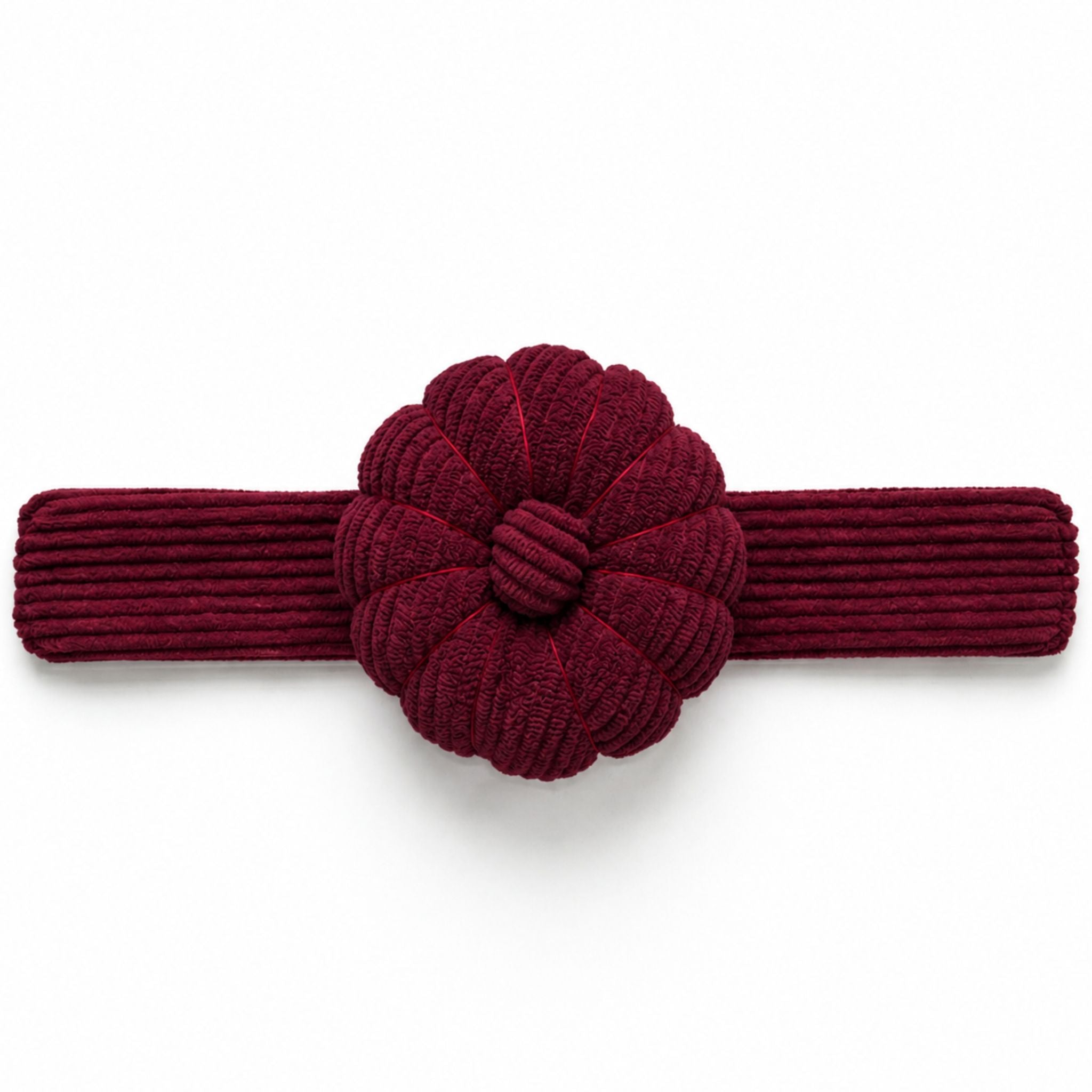 Rich Burgundy Corduroy Pin Cushion horizontal on a white background
