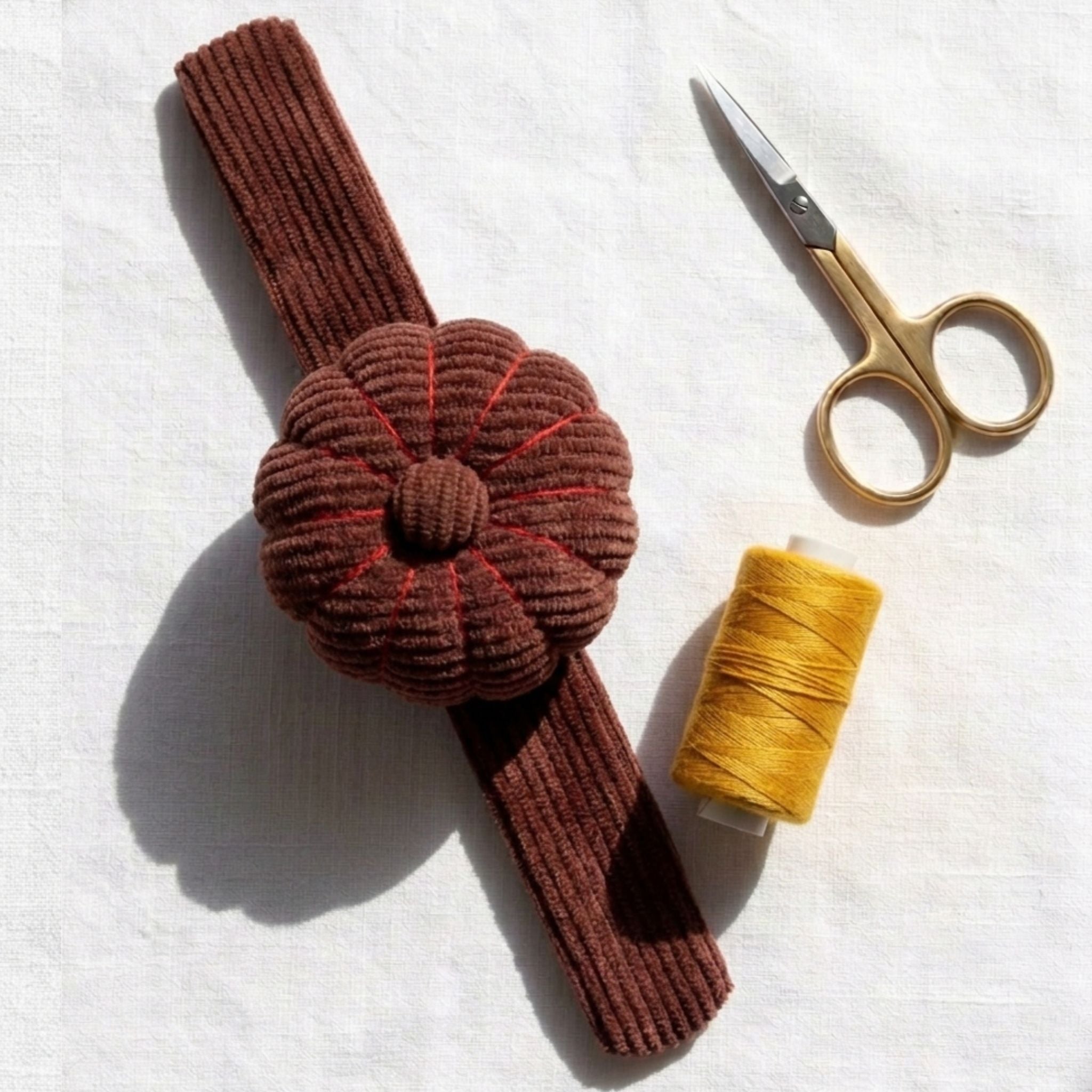 Corduroy Wrist Pin Cushion - Spiced Cocoa
