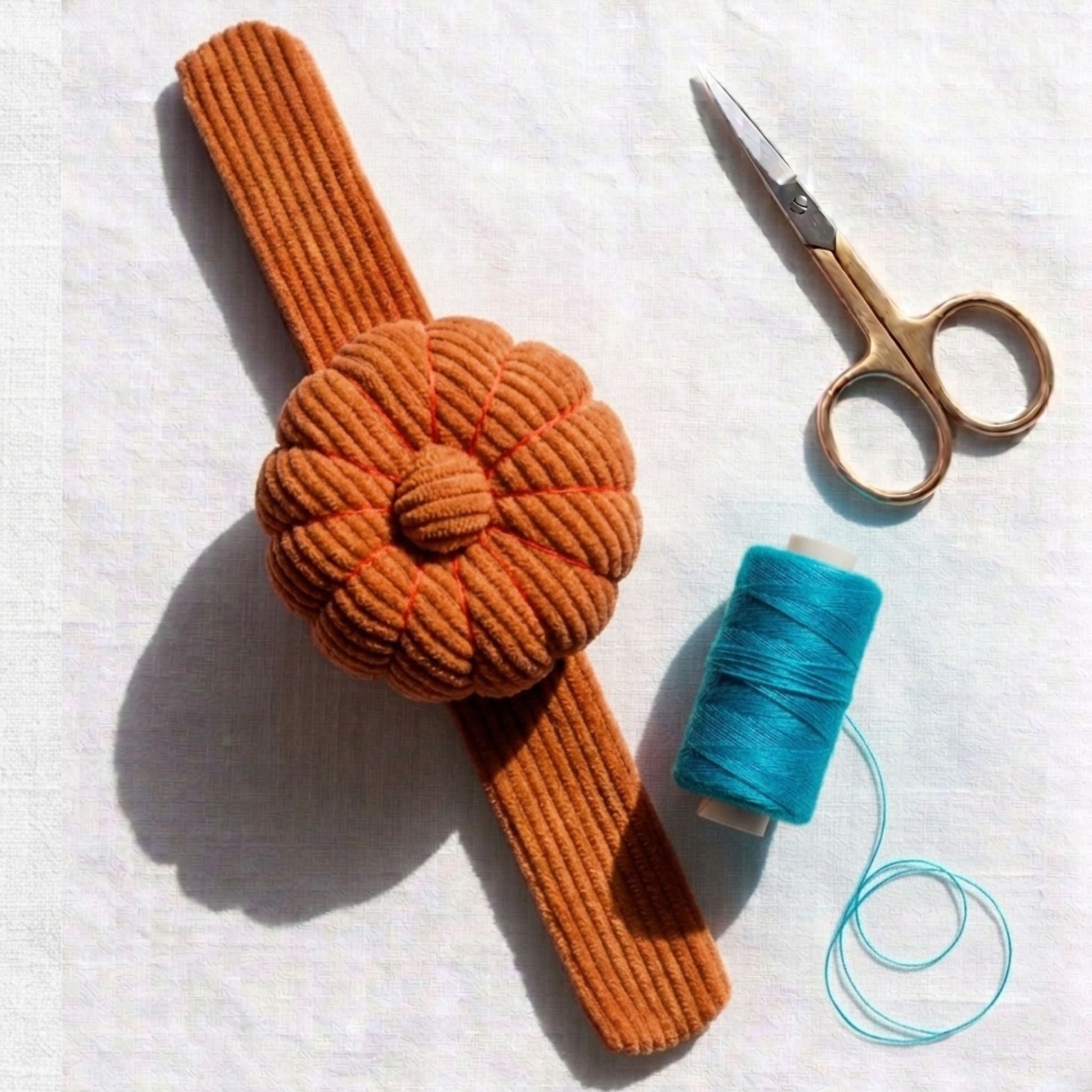 Corduroy Wrist Pin Cushion - Terracotta
