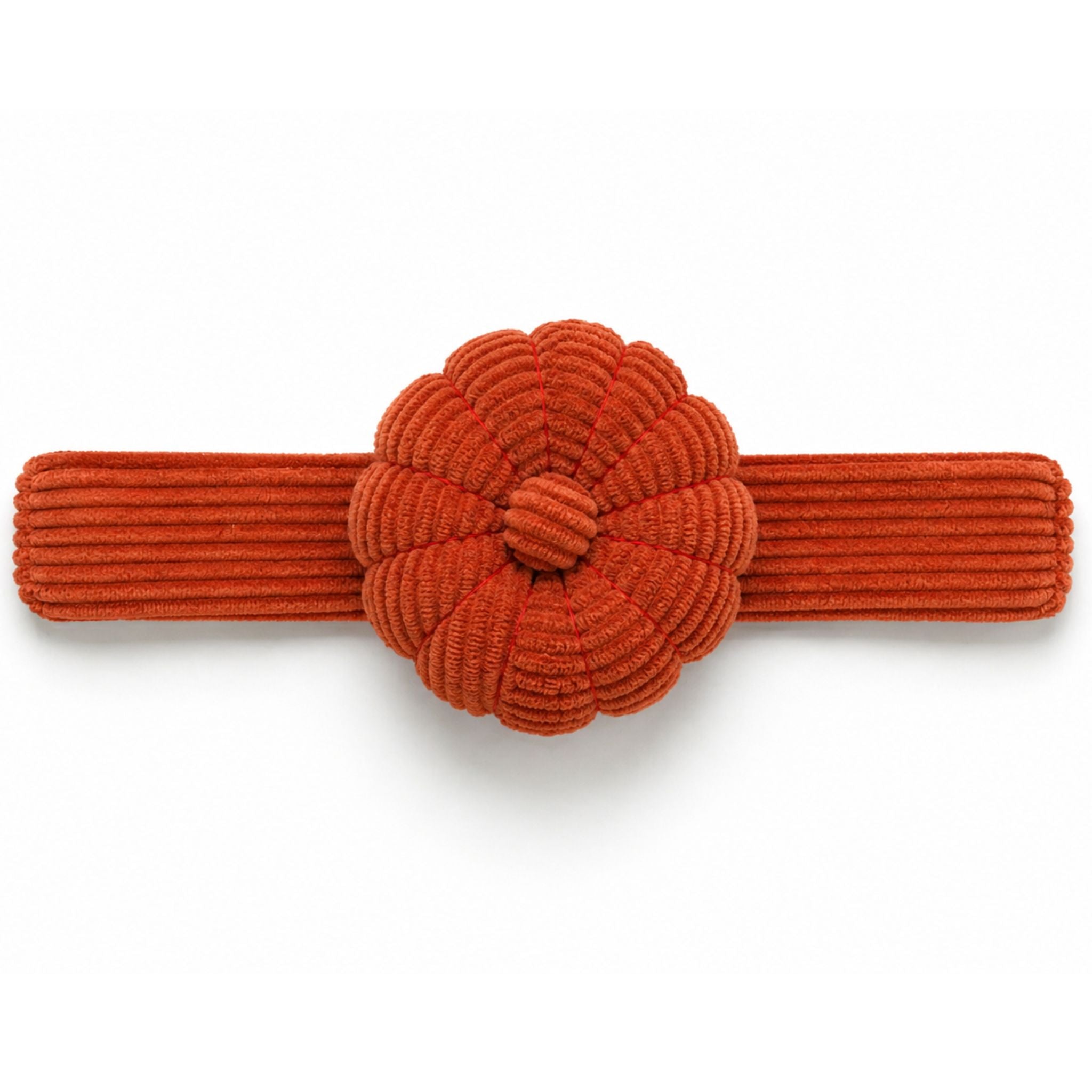 Terracotta Corduroy Pin Cushion horizontal on a white background